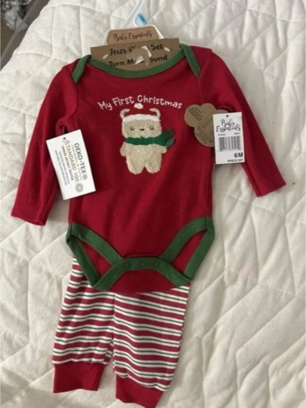 NEW Baby Essentials 4‎ piece Santa Christmas Outfit baby boy 6m 1st Christmas